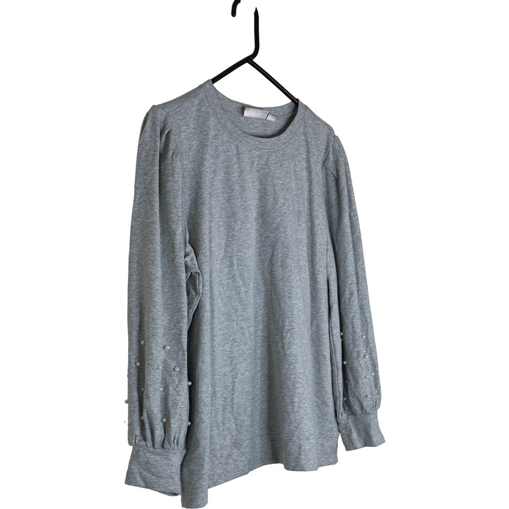 Jingle Belles Kim Gravel Sweatshirt Women XL Heather Grey Pearl Blouson Sleeve - Picture 3 of 13